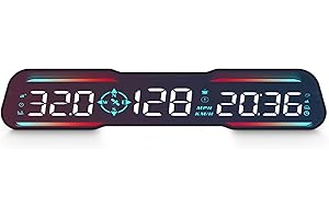 AMROOLOO Auto Head Up Display HUD, tachimetro di nuova concezione, visualizzazione velocità, tempo, ecc. MPH e km/h, con allarme di velocità e fatica, adatto per tutti i modelli