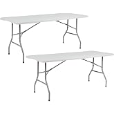 THINIA HOME Pack of 2 Rectangular Portable Folding Tables 180 cm Multipurpose Table: Camping, Events in Outdoor or Indoor Spa
