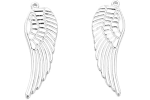 Angel Malone A Pack of Guardian Angel Fairy Single Feathered Wings Pendant Charm Beads, Jewellery Making Findings - UK Seller