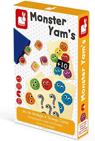 woodienchen Janod – Strategy Game Monster 45 Cards 5 Dice Dice Cup, 7 x 10,5 cm, Multi-Coloured