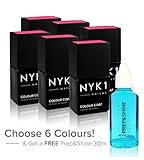 ANY 6 Nail Gel Polish Colours + Prep&Shine - NYK1 You Choose 6 Nailac Gels with a FREE Prep and Shine 30ml Sticky Residue Remover