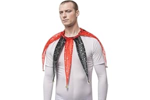 CAMDOM Victorian Mesh Collar Adult Pointed Clown Neck Accessories with Jingle Bell Mardi Gras Costumes