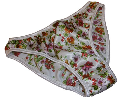 FDL Satin bikinisFloral Print Shimmering Satin Plain and Simple Bikini Briefs Panties Knickers