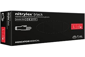 MERCATOR MEDICAL Mercator Rękawice nitrylowe rękawiczki jednorazowe 100 sztuk BOX (S M L XL - czarne) nitrylex pf bez pudru rękawiczki jednorazowe rękawiczki do badania, s