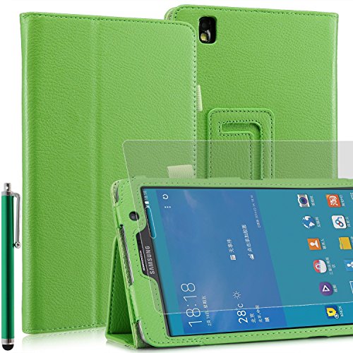 Invero® Premium Hülle Ledertasche umfasst Ständer Feature, Displayschutzfolie und Eingabestift Kugelschreiber für Samsung Galaxy Tab Pro 8,4 Zoll SM-T320 SM-T325 (Grün / Green)