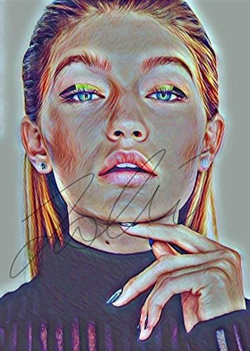 Gigi Hadid Drawing Print Poster Hand Drawn Coloured Pencil Model #GIGI3