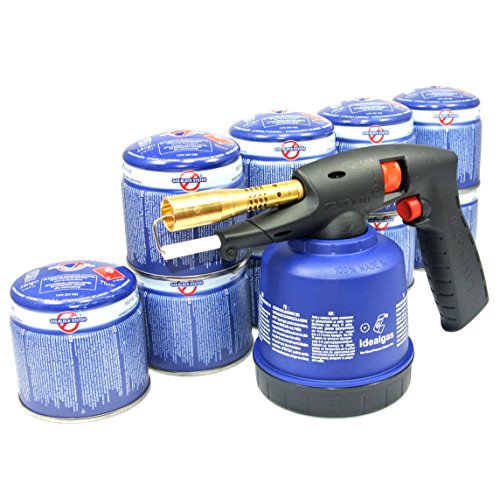 Lötlampe Lötbrenner Bunsenbrenner Piezo löten Lötgerät Laser 3000 + 9 Gas-Kartuschen