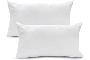 Flowen Cojines Sofa 30x50 Almohadones 2 Unidades Decorativos Relleno Cojin Hipoalergénico Antiácaros y Suave Cuadrado con Funda Exterior Almohada Respirable en Microfibra Blanca Extraíble y Lavable
