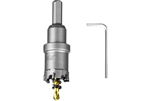 SALI TCT Carbide Hole Saw for Hard Metal,25mm，63/64" Tungsten Carbide Tipped Hole Cutter Set with Titanium-Plated Pilot Drill bit for Metal, Stainless Steel, Iron, Wood, Aluminium, Plastics