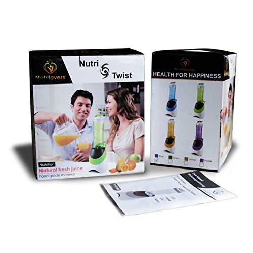 NUTRILOVERS Smoothie-Maker mit Trink-Flasche to GO (BPA-frei) – Mini-Stand-Mixer/Edelstahl-Messer, bis zu 23.000U/min, 0,4PS Motor (300 Watt) – grün - 5