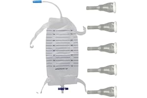 TOPMED ETS Complete Kit Urinary 5 Days 5 Condom Catheters External Self-Sea + Leg Bag 750ml + Straps with a 5.9 inch 15 cm Tube (Medium 25 mm 1 Inches)