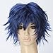 Blue Stylish Men Women new Layered Cosplay Wig Short Party Hair With Free Wig Cap