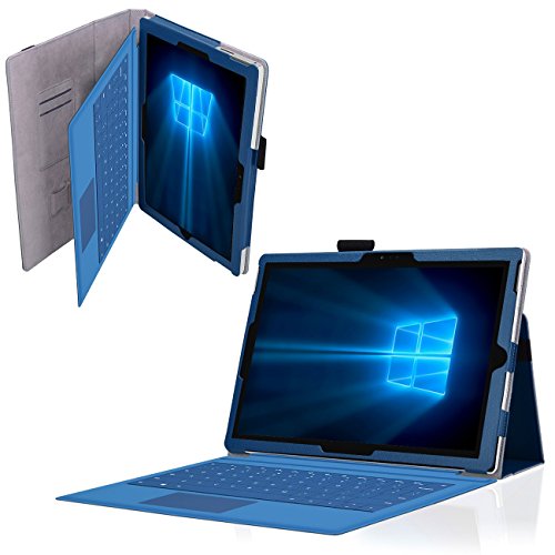 Microsoft Surface Pro 4 Cover Tasche mit praktischer Stand Funktion Case aus robustem Kunstleder kombiniert Schutz und Design für Ihr Microsoft Surface Pro 4 Hülle Case Blau von NAUC®