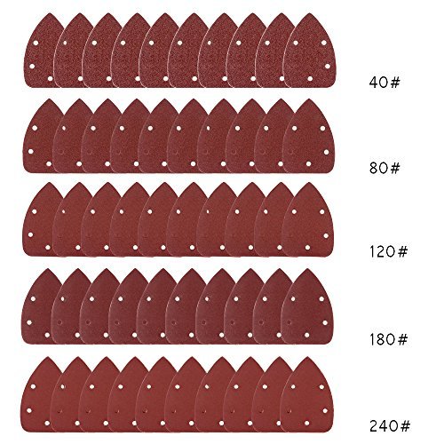 Coceca 50 Stück DIY Schleifblatt-Set Klett Schleifblätter für Multischleifer (Körnung 40/80/120/180/240, 5 Löcher) - 2