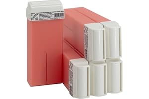 Epilwax 6 Cartuchos Roll-On Cera Depilatoria Tibia Cera roll on de 100 ml de Cera profesional Rosa para Depilación con Bandas Depilatorias des las piernas, axilas, y el cuerpo