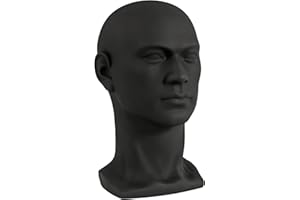 LUNICASHA Male Model Head, Hair Wigs, Mannequin Head, Mannequin Head, PVC Wig Head, Decorative Head for Helmets, Hats, Glasses, Headphones and Wigs, 50 cm, Matte Black