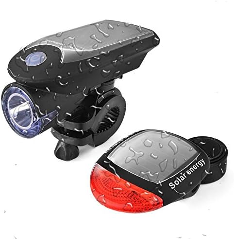 LED Bicycle Lighting Set for Front Light USB Charging with 3 Light Modes and Solar Rear Bike/Cycle Light – LED Bicycle Lamp Set (Bike Light with Adjustable Detachable 360 Degrees Rotatable Holder, Waterproof IP64 Bicycle Lamp Bicycle Light with USB Charging Function), black
