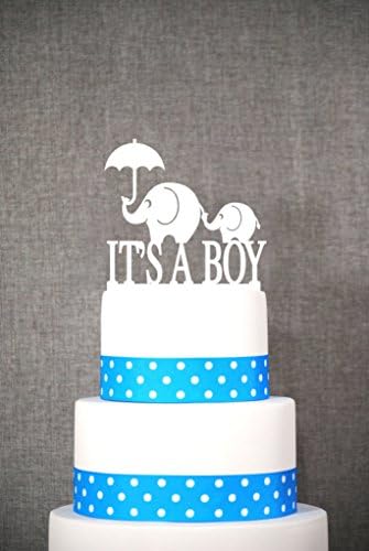 Elephant with Umbrella Cake Topper Its A Boy Baby Shower Cake Topper