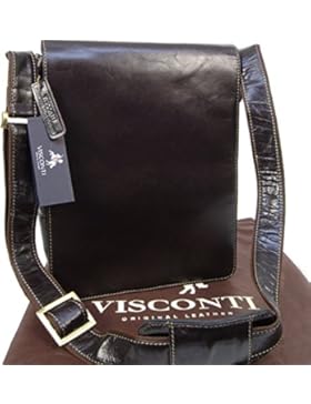 Große braune Organizer-Umhängetasche aus Leder von Visconti (18410) - GRÖßE: B: 25 H: 30 T: 7 cm