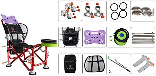 WHLYZ Fishing Chair Aluminum Alloy Multi-Functional Ys Red Fishing Chair Can Be Lifted Folding And Lying Fishing Seat Fishing Stool Set Meal Four Fishing Chairs