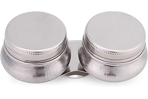 LIEBEWH Bicchieri per Tavolozza Grandi a Doppio Godete in Acciaio Inossidabile con Coperchi Contenitore per Solvente in Trementina per Colori Ad Olio