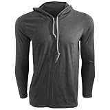 Anvil - Camiseta básica de manga larga con capucha Fashion (Grande (L)/Blanco/Gris oscuro)