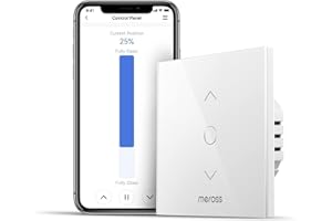 Meross Przełącznik WiFi do rolet (NEUTRALNY PRZEWÓD WYMAGANY), przełącznik dotykowy do kurtyny okiennej Kompatybilny z Alexa, Google Home i SmartThing, Niekompatybilny z HomeKit [Klasa energetyczna A+++]
