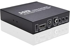 HUIOP Prise en Charge du convertisseur vidéo péritel/HD vers HD commutateur 720P/1080P commutateur PAL/NTSC entrée péritel HD Sortie Audio coaxiale HD 3.5mm Prise UE,Convertisseur vidéo