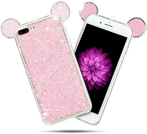 iPhone 7 Plus case Soft Shockproof Anfire Luxury Case Cover for iPhone 7 Plus Bling Sparkly Diamond Silicone TPU Rhinestone 3D Diamond Back Case Mouse Ear Design Protective shell for iPhone 7 Plus (5.5 inch) Colored Pink