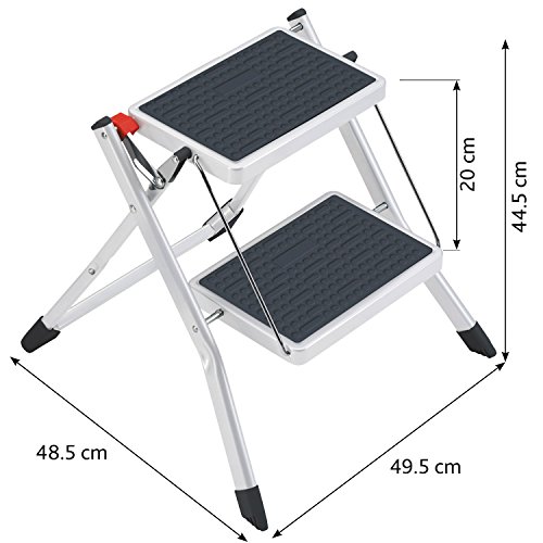 ArtMoon Rock Stahl Klapptritt 2 Stufen mit Anti-Rutschmatten Pulverbeschichtetem Stahl 49.5X48.5X44.5cm - 2