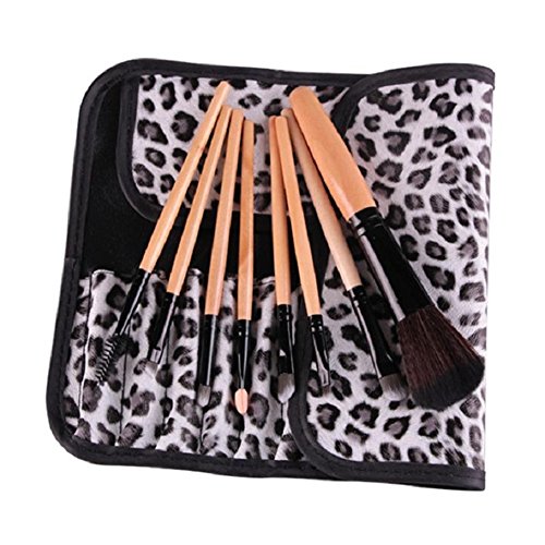 JaneDream Leopard Grain Professional Makeup Brushes Tools Cosmetic 8pcs Brush Set Kit+ Silver Bag
