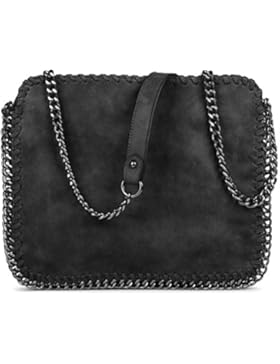styleBREAKER edle Umhängetasche mit eingearbeiteter Gliederkette in rockigem Style, Lederimitat, Damen 02012020
