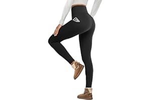 KUNOLI Leggings térmicos para mujer, leggings deportivos para gimnasio, con bolsillos, pantalones negros cálidos de cintura alta, mallas con forro polar grueso para yoga, senderismo, correr, deportes