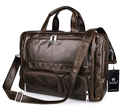 YAAGLE Europ  isch echtes Leder Business Taschen Herren gro   17 zoll Laptoptasche Schultertasche Reisetasche-coffee