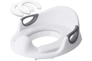 QMQ Potty Training Seat for Kids Toddlers Toilet Training Seat for Boys Girls with Handles and Backrest, Portable Slip and Anti-Splash, Apply to Round and Oval Toilets