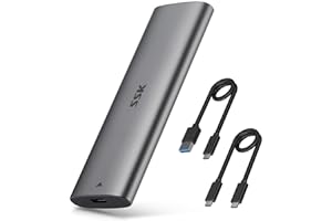 SSK Case Alluminio da M.2 a USB NVMe SATA SSD Enclosure, Adattatore Esterno SSD USB 3.2 Gen 2 10Gbps NVMe PCI-E 6Gbps SATA M-Key/B+M Key con Trim UASP, per SSD 2242 2260 2280
