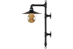 LEDSone Vintage Retro Mid Century Style Industrial Steampunk Pipe Wall Light Metal Lamp Style for Home Decor Pub Cafe Hotel (Wall Lamp Only)