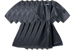 ALTÉAX Kimono Desechable Con Cinturón Para Esteticista, Peluquería y Centros Estéticos en TNT Negro de 5 Piezas