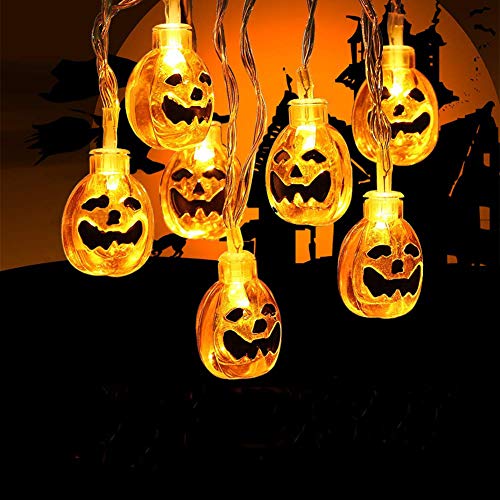 Yompz Luces LED de Cadena, 2m 20 LED Calabaza Luces de Cadena, Halloween Guirnalda Luces, Batería Luces de Hada Cadena Decoración para Halloween Boda Fiesta De Cumpleaños Navidad Festivales