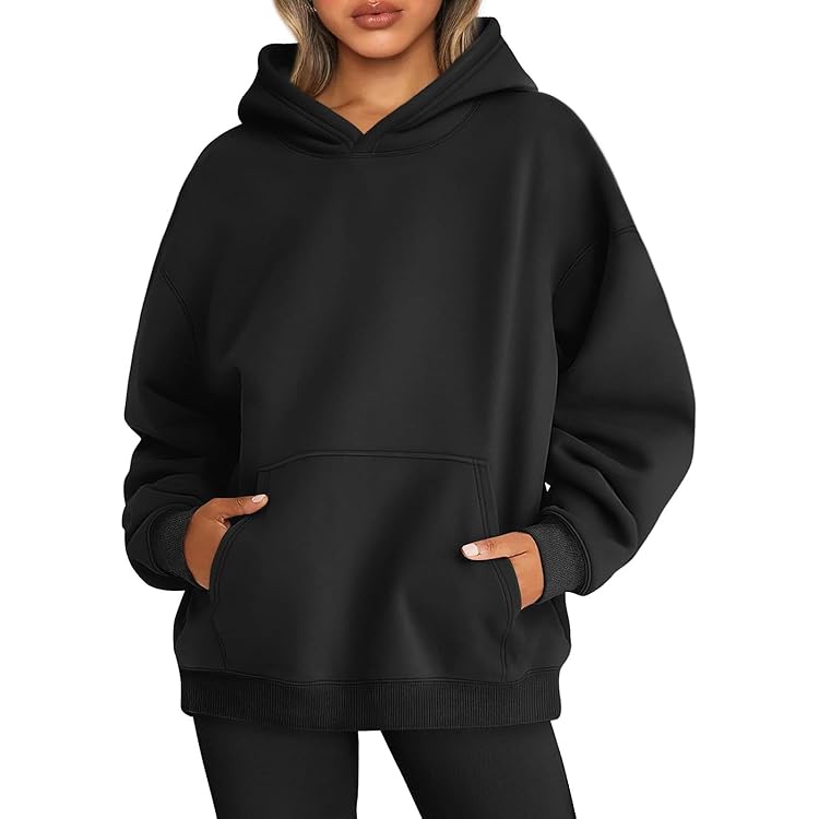 Jhsnjnr Hoodie voor dames, oversized pullover, sport, lange mouwen, fleece, gevoerd sweatshirt met capuchon, effen, basic capuchontrui, lichtbruin, XL