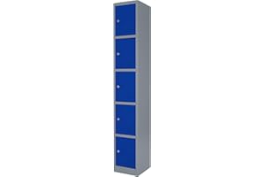 The Workplace Depot 5 Door Heavy Duty Locker Solid Steel Construction Ventilation Design Secure Key Lock Storage Solution Office or Warehouse (5 Door, Blue)