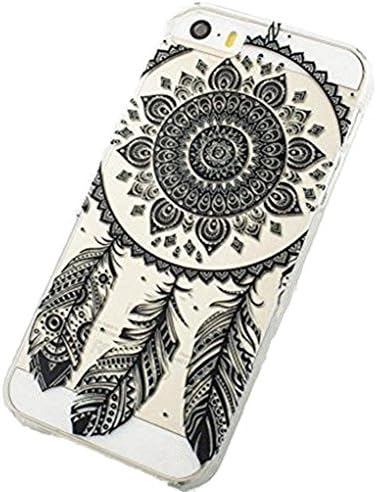 Jinhoo(TM) Plastic Dream Cathcher Campanula Black Floral Paisley Henna Tribal Pattern Flower Case&amp;Cover for Apple Iphone5/5S (Black Feather Campanula)
