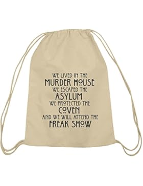 Shirtstreet24, AHS - We Lived In The Murder House, Baumwoll natur Turnbeutel Rucksack Sport Beutel
