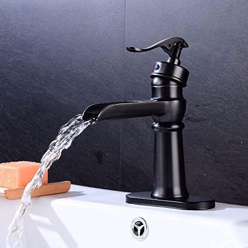 Coldtutu 2018 Modern Design Bathroom Sink Tap Basin Tap Quality, Black Bronze Waterfall Outlet Hot and Cold Water Ceramic Valve Single Hole Single Lever Kitchen Sink Mixer Tap Bathroom Sink Faucet