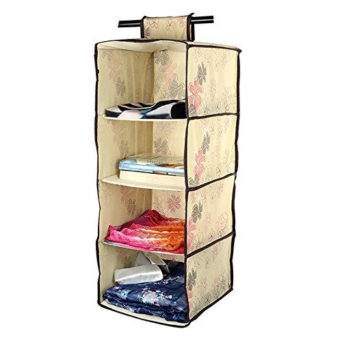 LAGUTE Hängeaufbewahrung Ordnungssystem Hängeregal Hängeschrank Hängeorganizer Organizer, atmungsaktives Vlies (4 Fächer 26*26*78 cm)