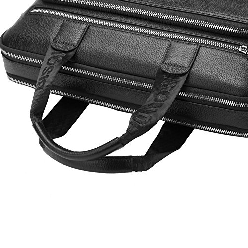 BISON DENIM Herren klassische echtes Leder Aktenkoffer Laptop Schulter Messenger Bag Business Tote