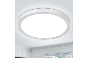 Befurglor LED Ceiling Lights,18W 2000LM Daylight White 5000K, Waterproof IP44, Ø 23cm Small Ceiling Lamp for Living Room, Bedroom, Kitchen, Hallway, Office, White, 1 Pack