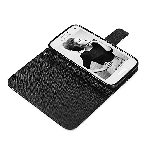 Badalink Hülle für Samsung Galaxy S5 Mini Handyhülle Hülle PU Leder Tasche Handy Schutzhülle Cover Flip Tasche mit Kartenfach und Ständerfunktion in Don’t Touch My Phone Muster Kleine Augen Design + Flower Anti Staub Schutz Stöpsel + Eingabestift - 9