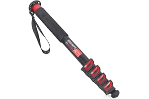 GEEHOPE U370A Kamera-Einbeinstativ, 168 cm, Aluminiumlegierung, 5-teiliges Bein, professioneller Video-Ständer für Canon, Nikon, GoPro, DSLR, DV, Video-Camcorder, maximale Belastung 12 kg