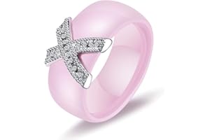 Joielavie Bague Anneau pour Homme Femme en Céramique avec Oxyde de Zirconium Alphabet X Alliance Fiançailles Mariage Bijoux Couple (4 Couleurs)
